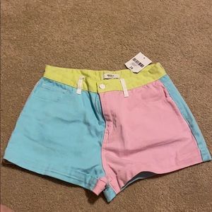 Forever 21 Color Block Denim Shorts Sz 28